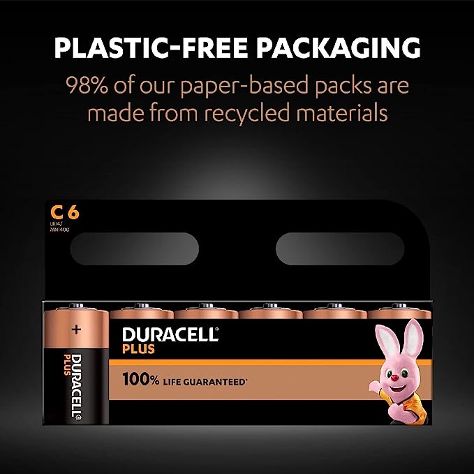 Duracell Plus C Alkaline Batteries Pack of 6