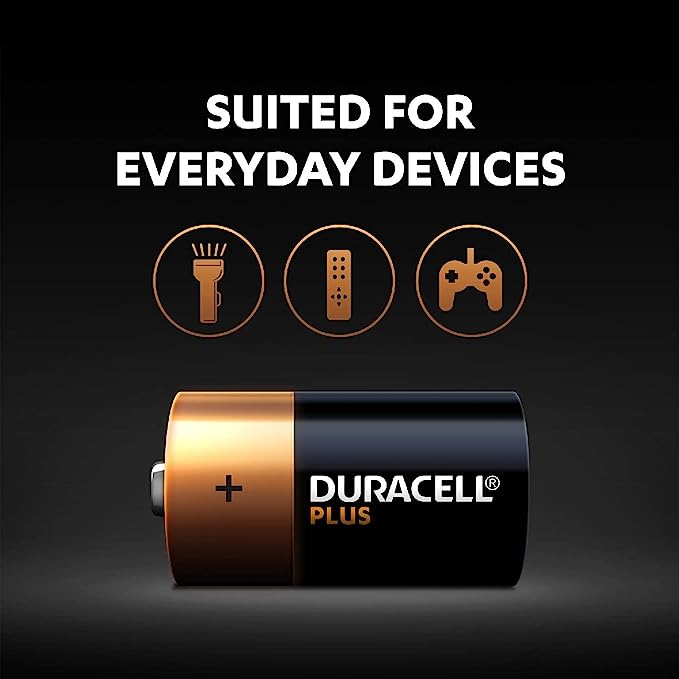 Duracell Plus D Alkaline Batteries Pack of 4