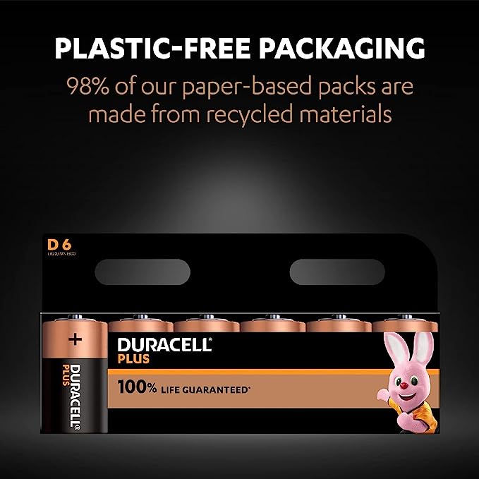 Duracell Plus D Alkaline Batteries Pack of 4