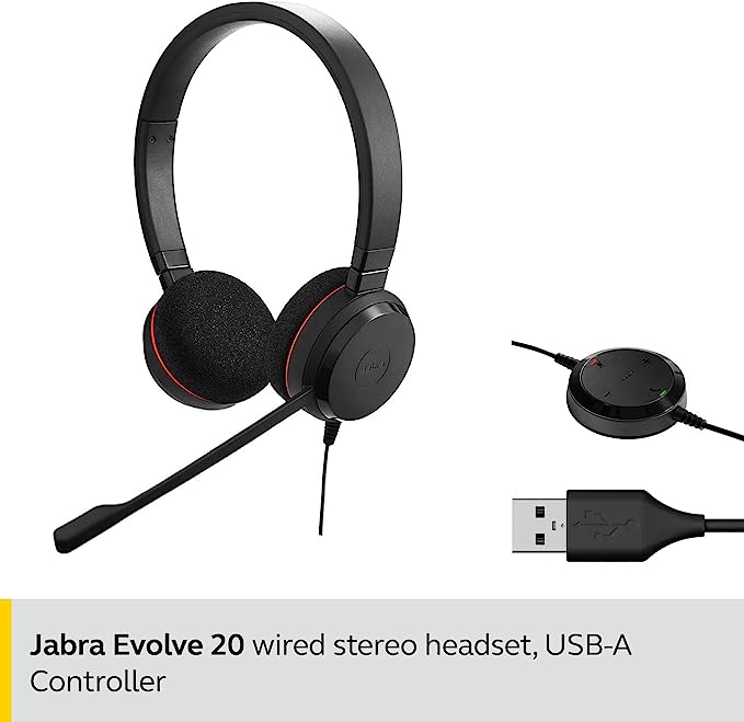 Jabra Evolve 20 Stereo Headset - USB-Cable with Controller