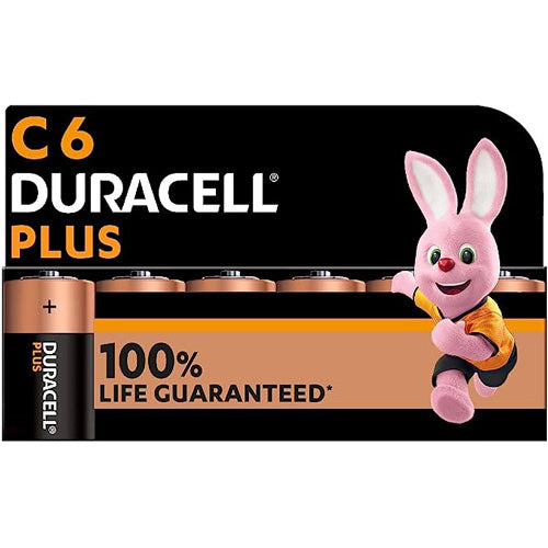 Duracell Plus C Alkaline Batteries Pack of 6